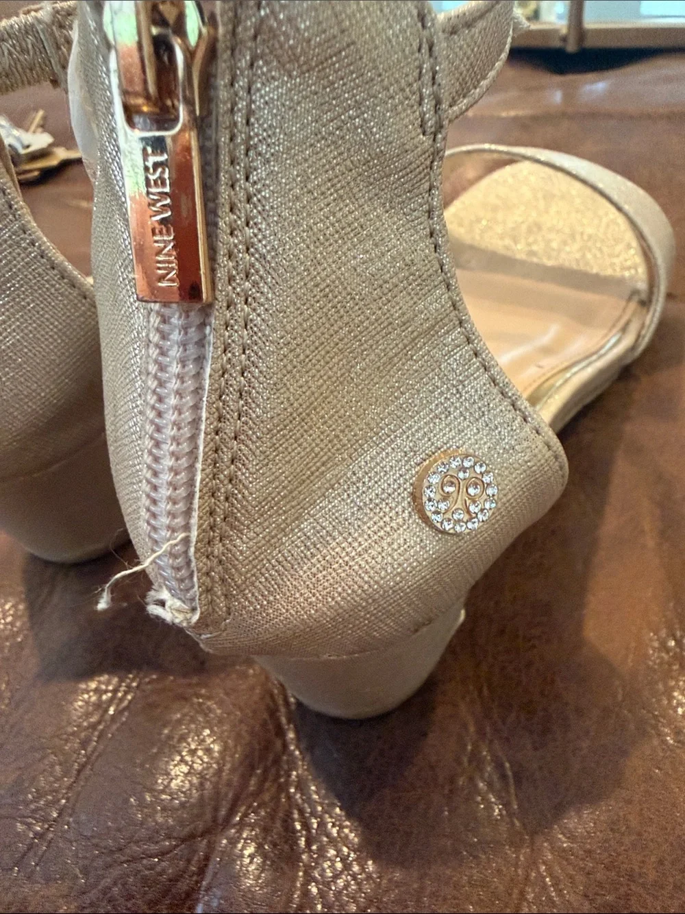 Nine West Shimmery Silver Open-Toe Ankle Sandals